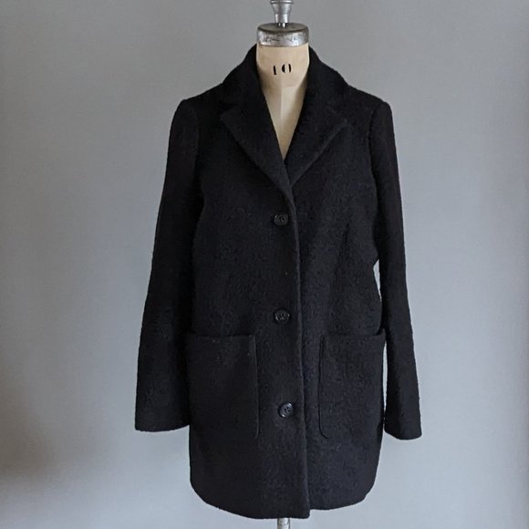 Women's Vera Moda Black Boucle Boxy Cocoon Style 3/4 Length Coat Size XS - Picture 1 of 9